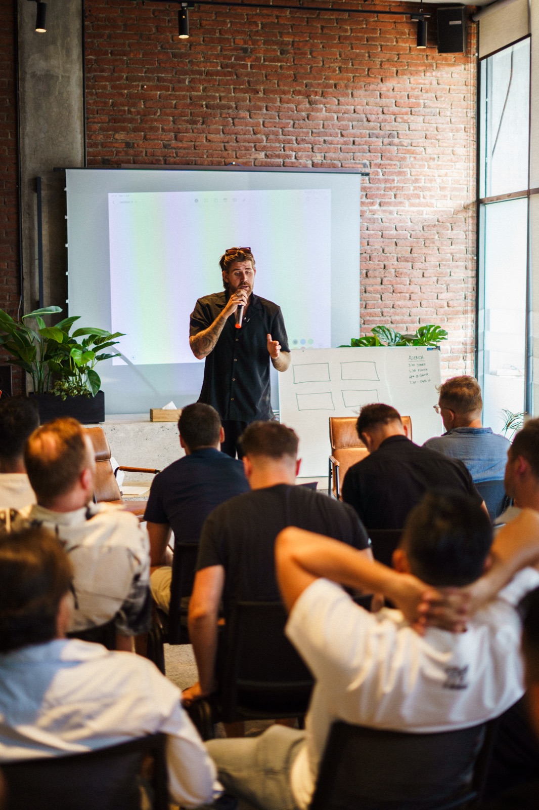 Founder running a live working session